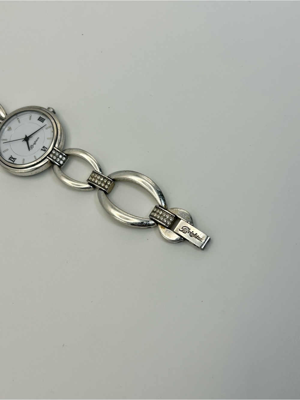 Brighton Meridian Swing Watch Silver Plated Clear Crystals 8" Needs New Battery - Picture 8 of 12